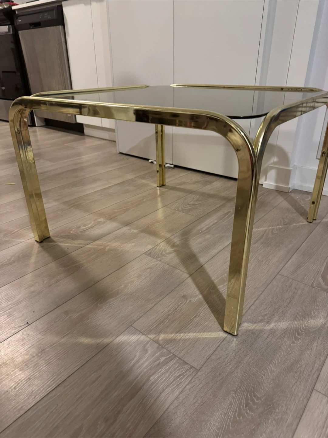 Vintage Brass and Smoked Glass Side Table