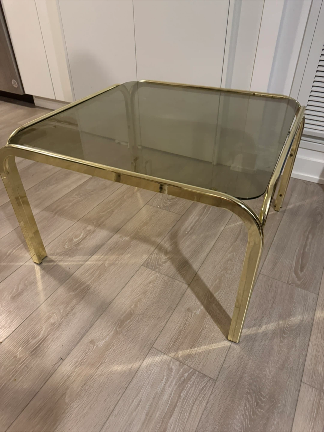 Vintage Brass and Smoked Glass Side Table - photo 2