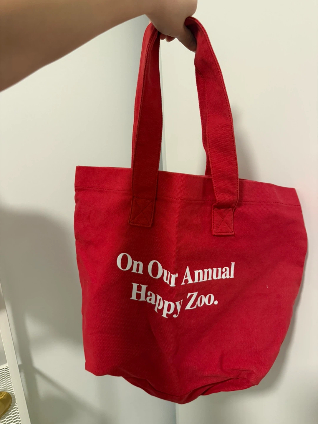 Red Canvas Tote Bag - On Our Annual Happy Zoo