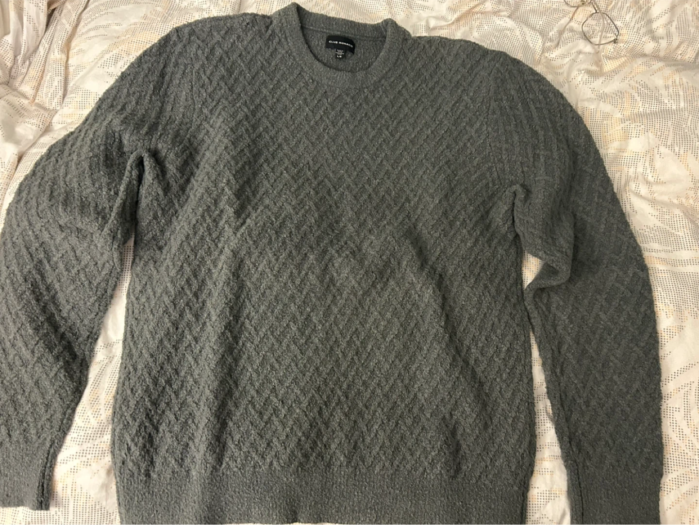 Club Monaco Dark Green Boucle Knit Sweater - L/G