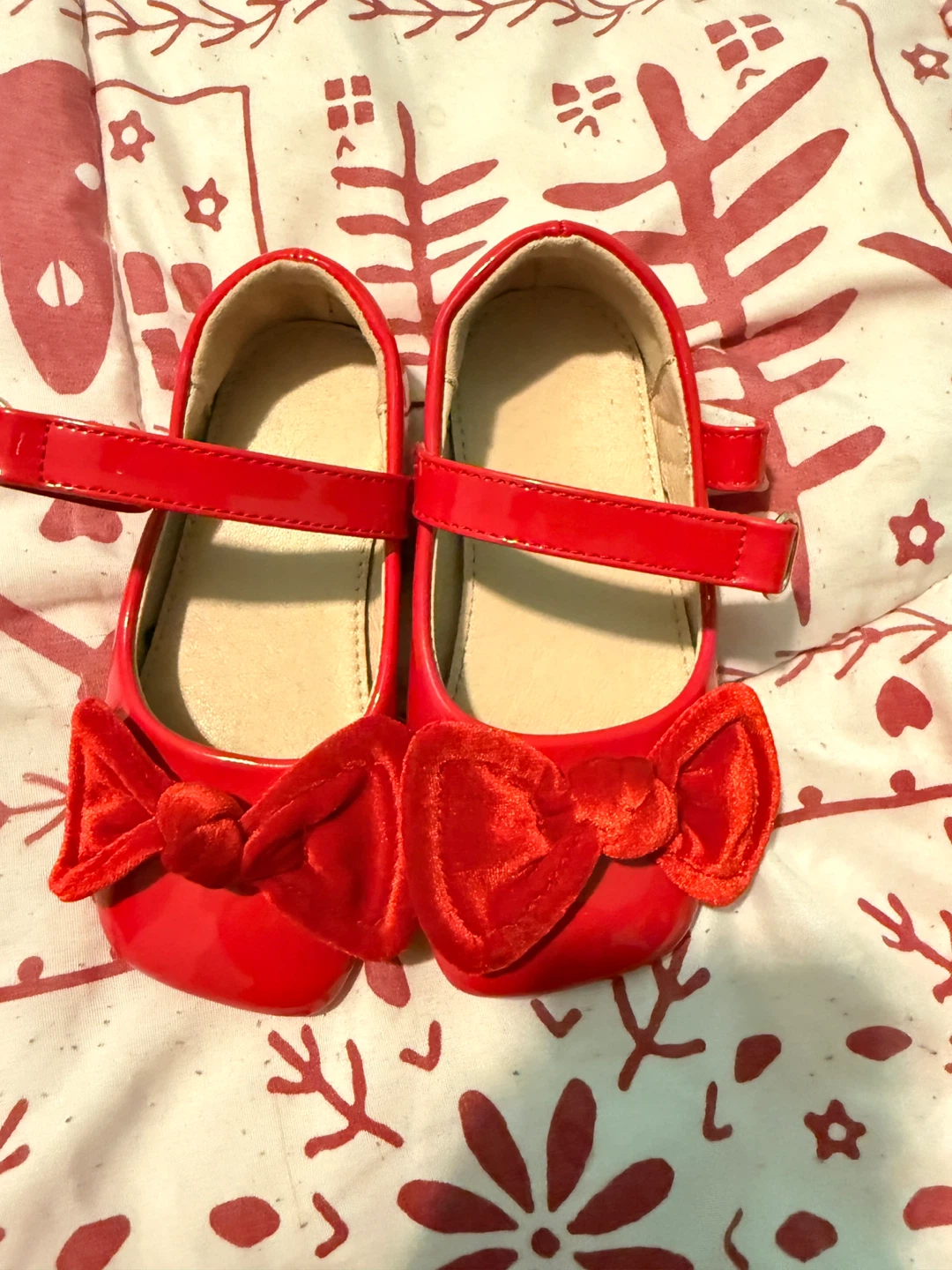 Toddler Red Mary Jane Shoes with Bows - Size 25