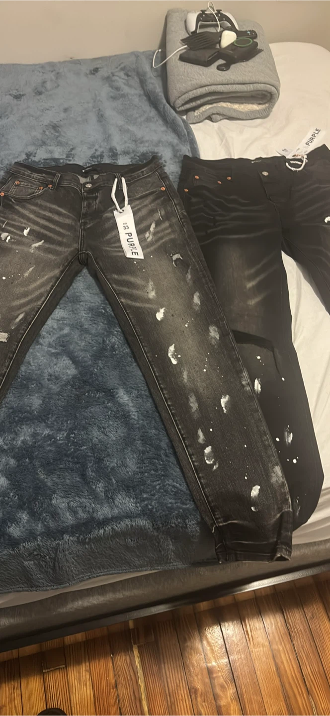 Purple Brand Black Paint Splatter Jeans