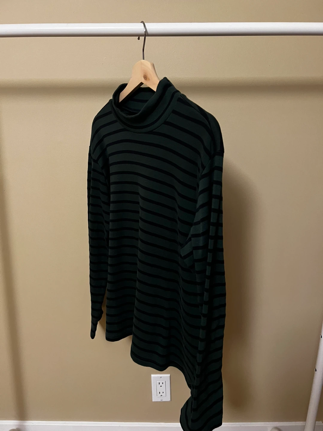 Green Striped Mock Neck Long Sleeve Shirt - photo 2