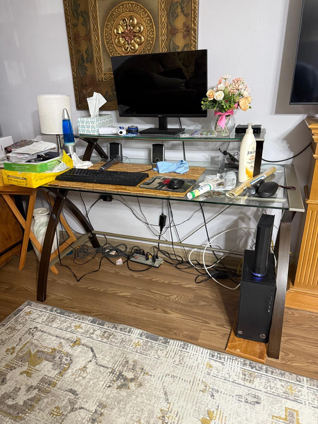 Glass Top Computer Desk