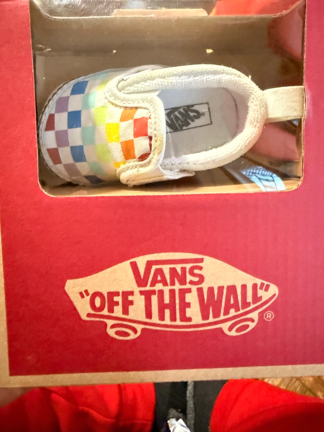 Vans Slip-On V Crib Checkerboard Rainbow Crib Shoes Size 3