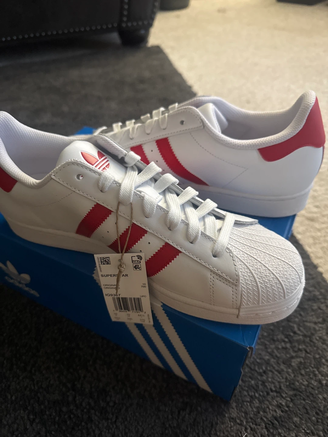 Adidas Superstar Sneakers White/Red Size 10