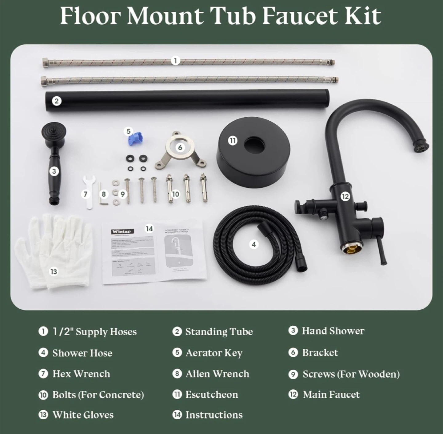 Wintap Freestanding Bathtub Faucet Matte Black VT-3311 - photo 5