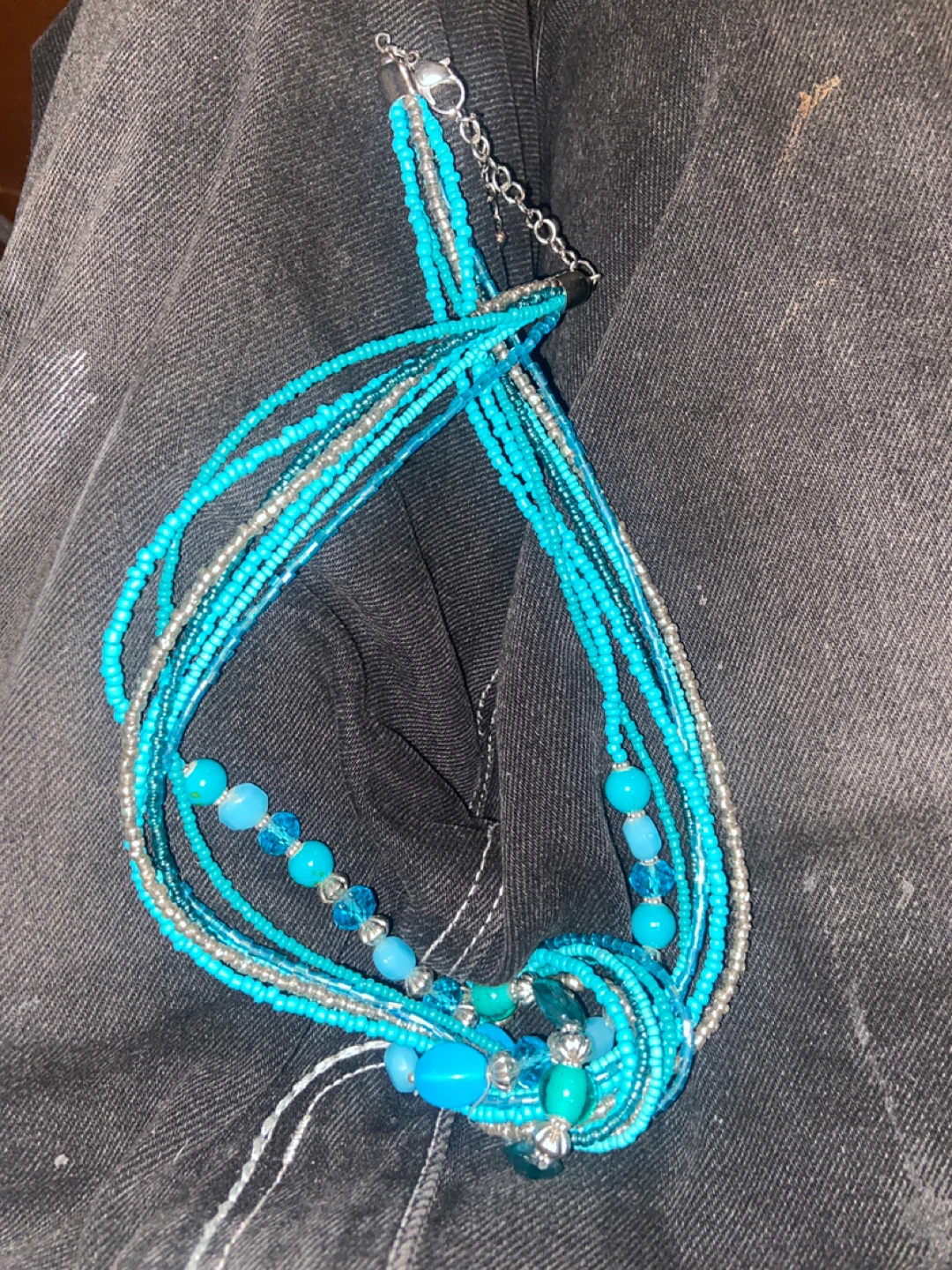 Blue Beaded Multi-Strand Necklace