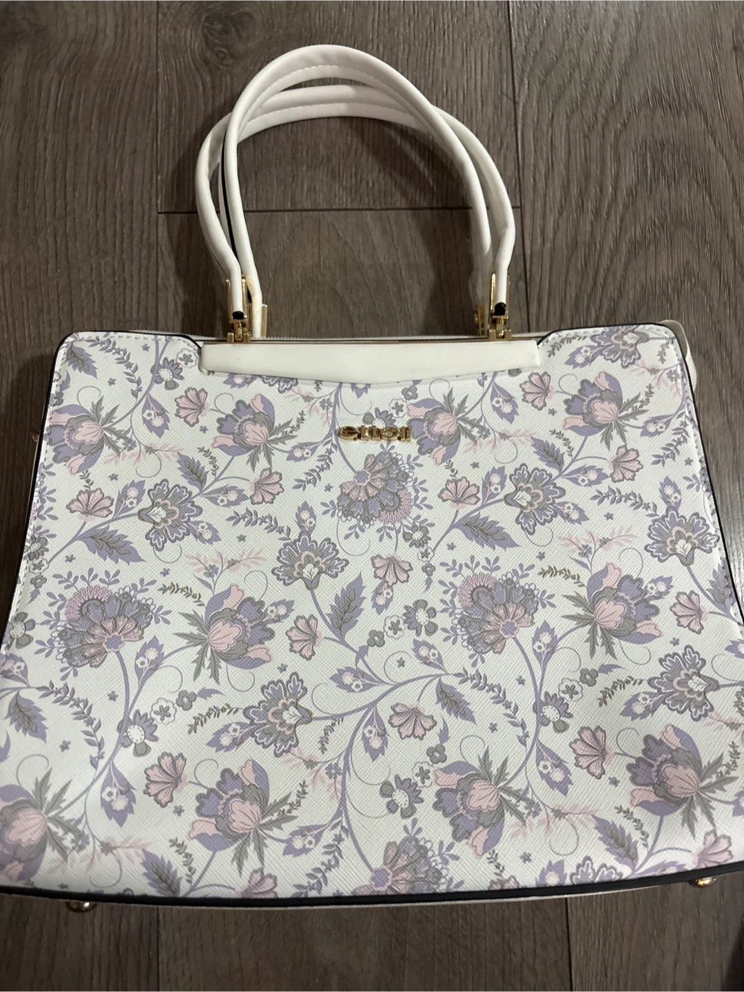 White Floral Satchel Handbag