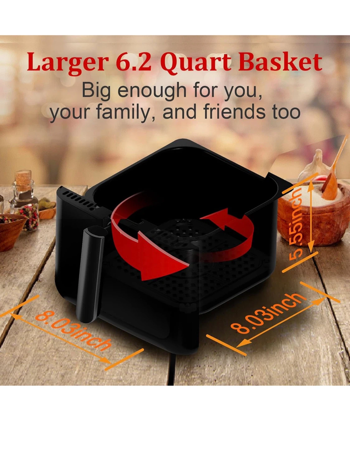 WHALL 6.2 Quart Air Fryer Oven WA12 - photo 4
