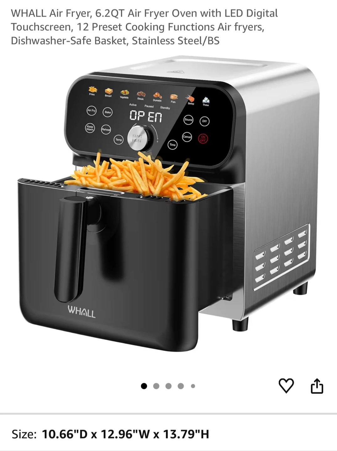 WHALL 6.2 Quart Air Fryer Oven WA12