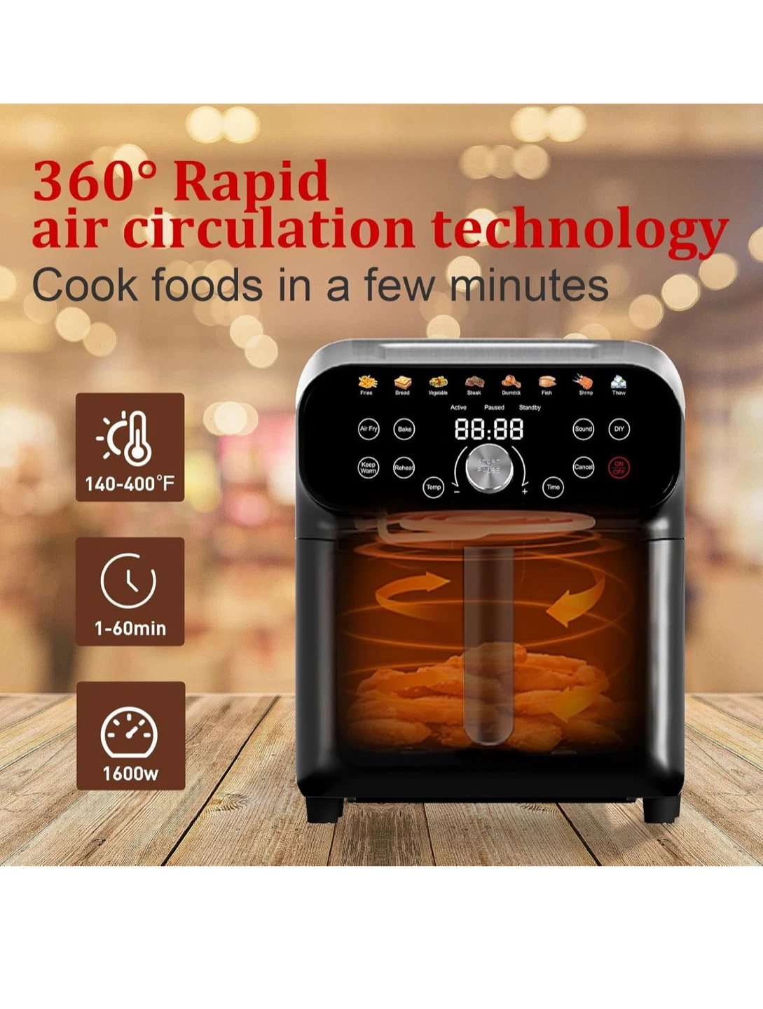 WHALL 6.2 Quart Air Fryer Oven WA12 - photo 3