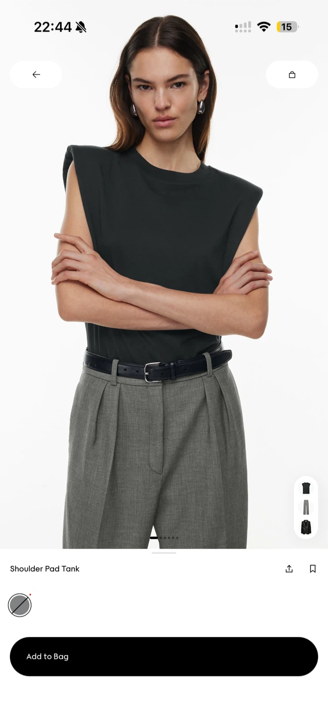 Babaton Black Shoulder Pad Tank Top - Size S