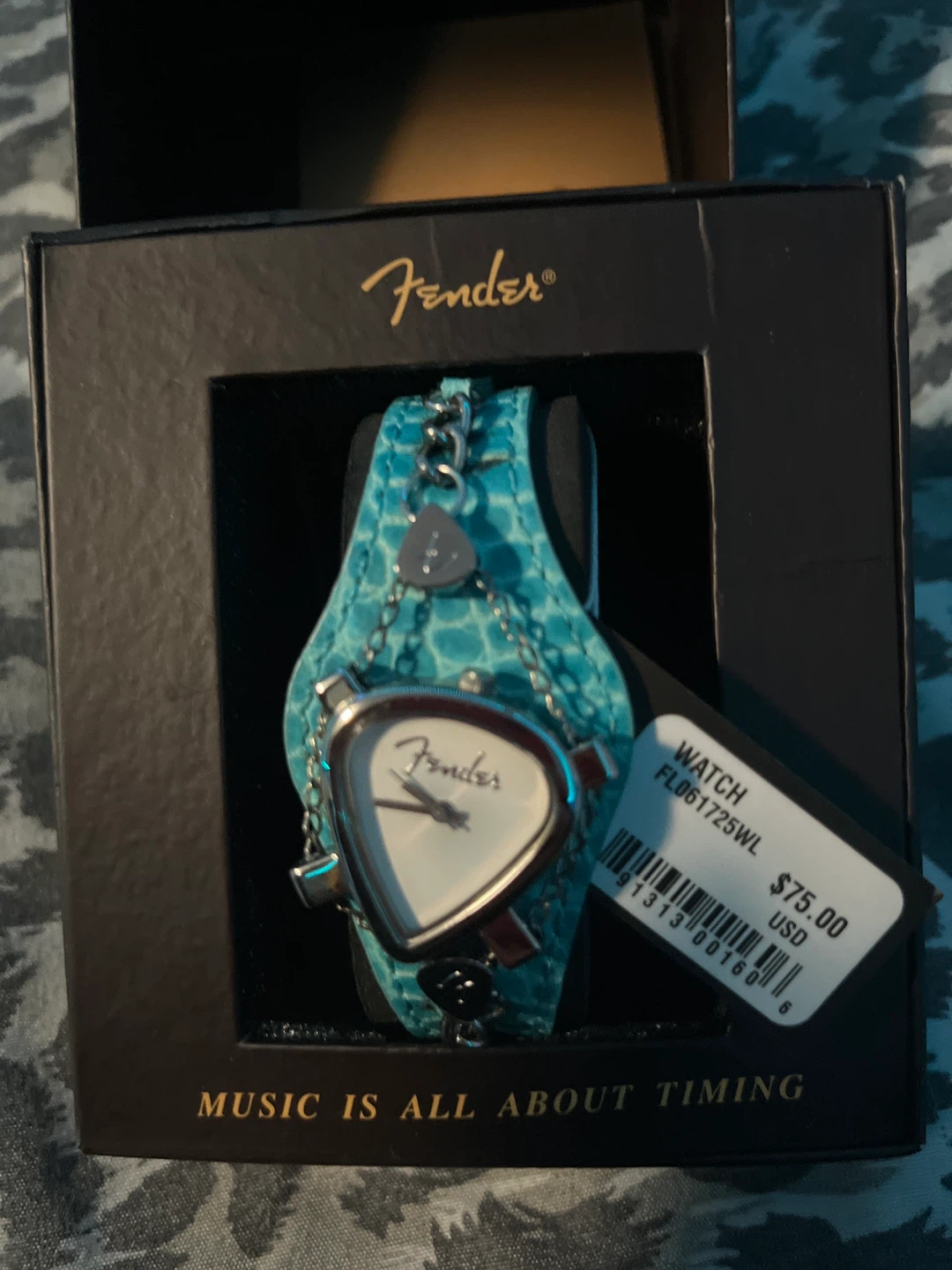 Fender Guitar Pick Shaped Watch with Teal Band - photo 2