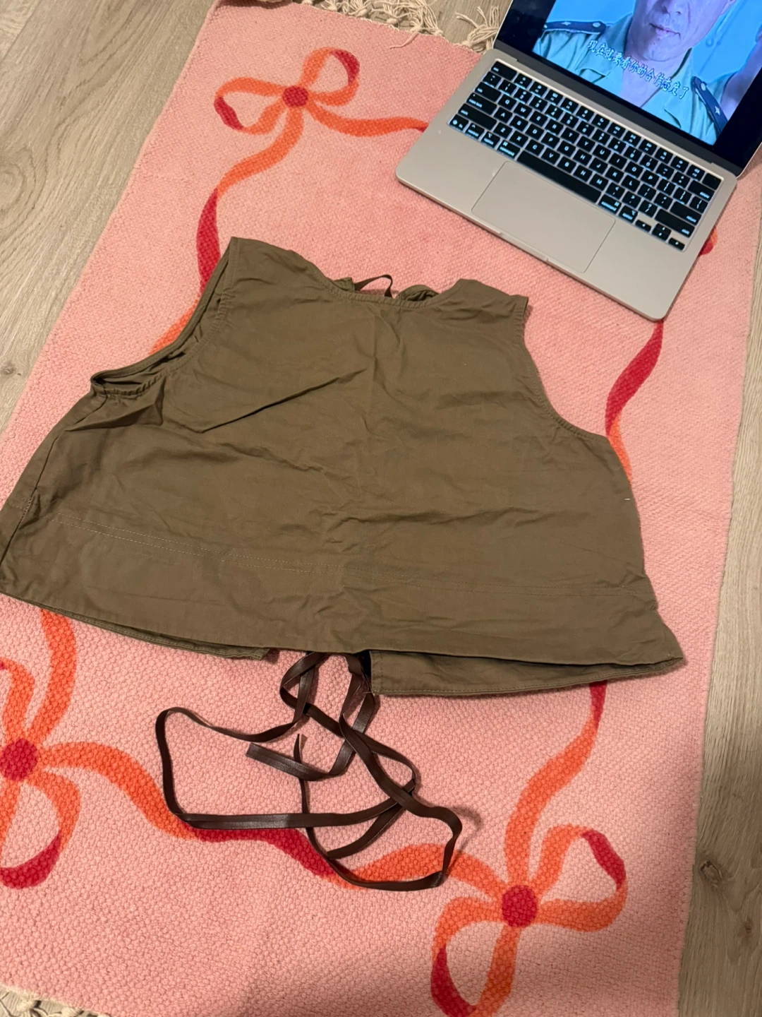 Brown Sleeveless Lace-Up Vest - photo 2