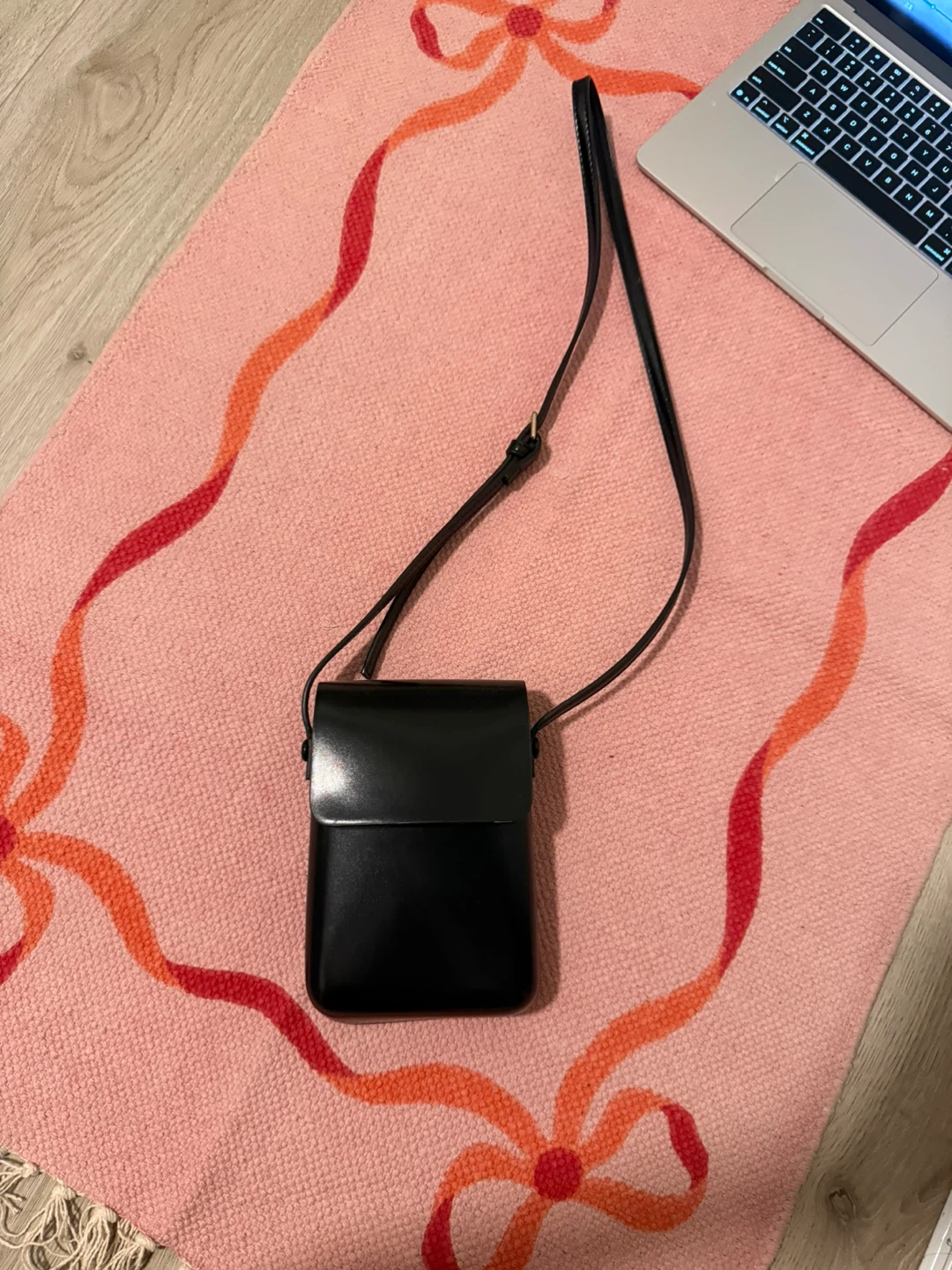 Black Leather Crossbody Phone Bag