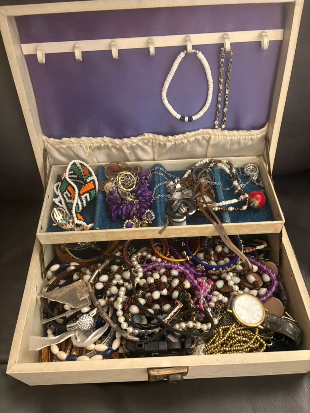 Vintage Jewellery Box with Assorted Costume Jewellery