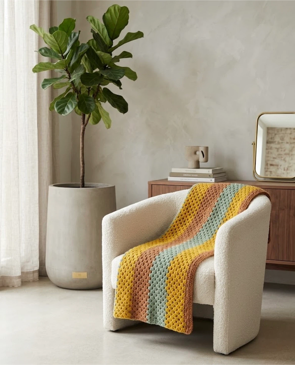 Striped Crochet Throw Blanket - photo 2