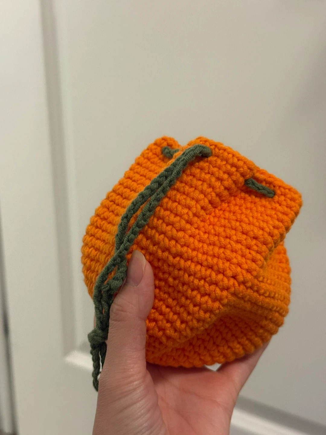 Handmade!! Orange Crochet Drawstring Pouch - photo 3