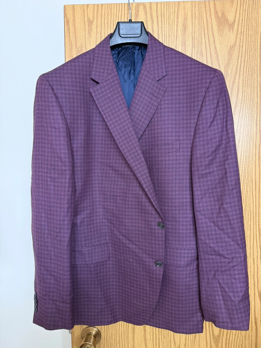 Men's Purple Plaid Wool Sport Coat Jacket Size 52