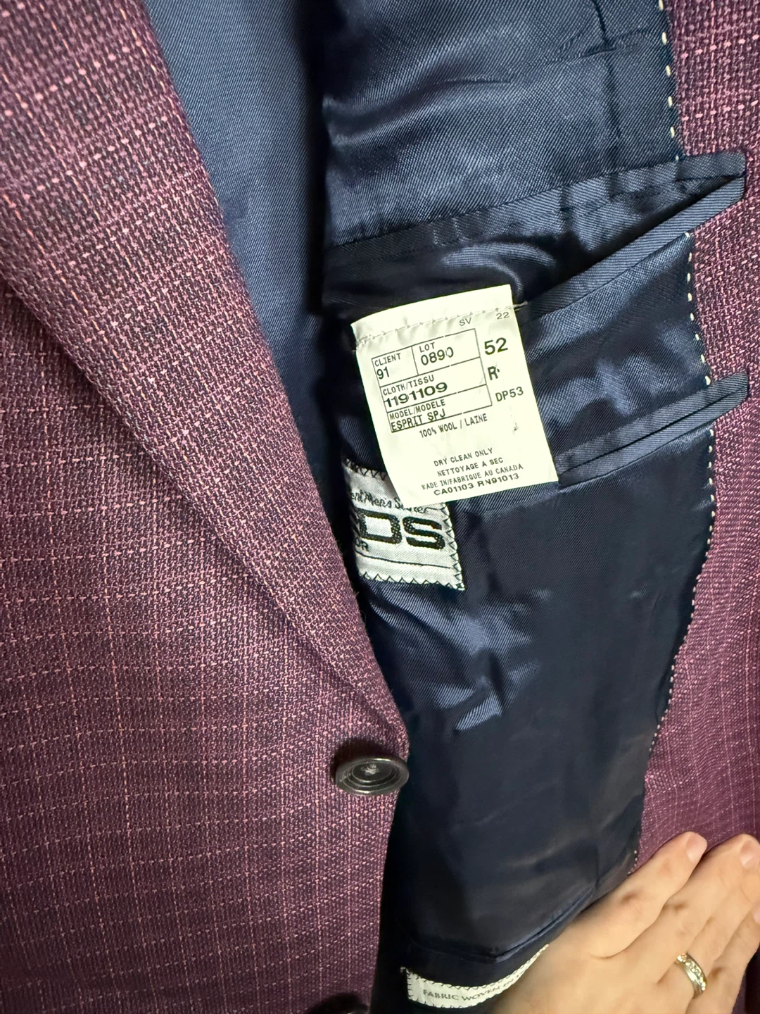 Men's Purple Plaid Wool Sport Coat Jacket Size 52 - photo 2