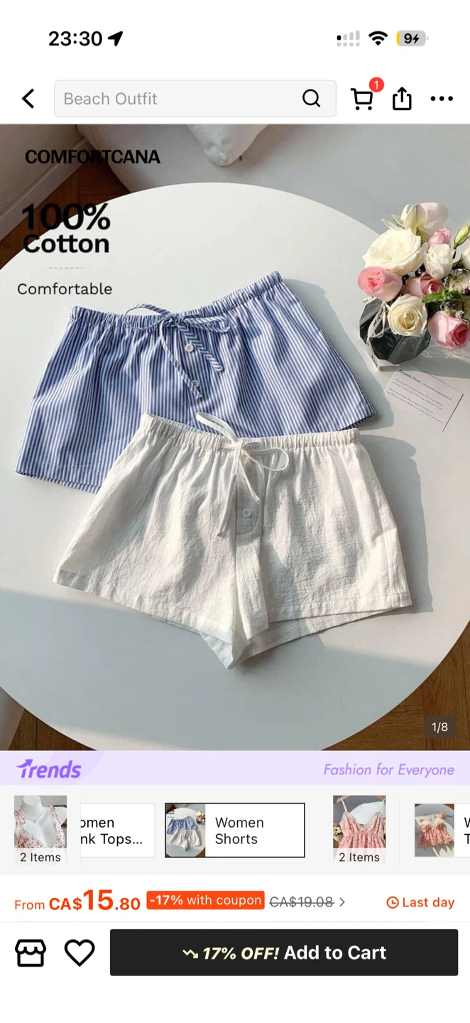 BRAND NEW Comfortcana 100% Cotton Lounge Shorts - Set of 2