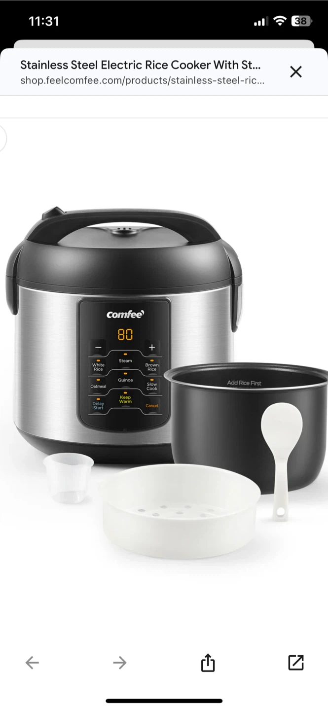 Comfee Stainless Steel Electric Rice Cooker - 4 Cups - photo 2