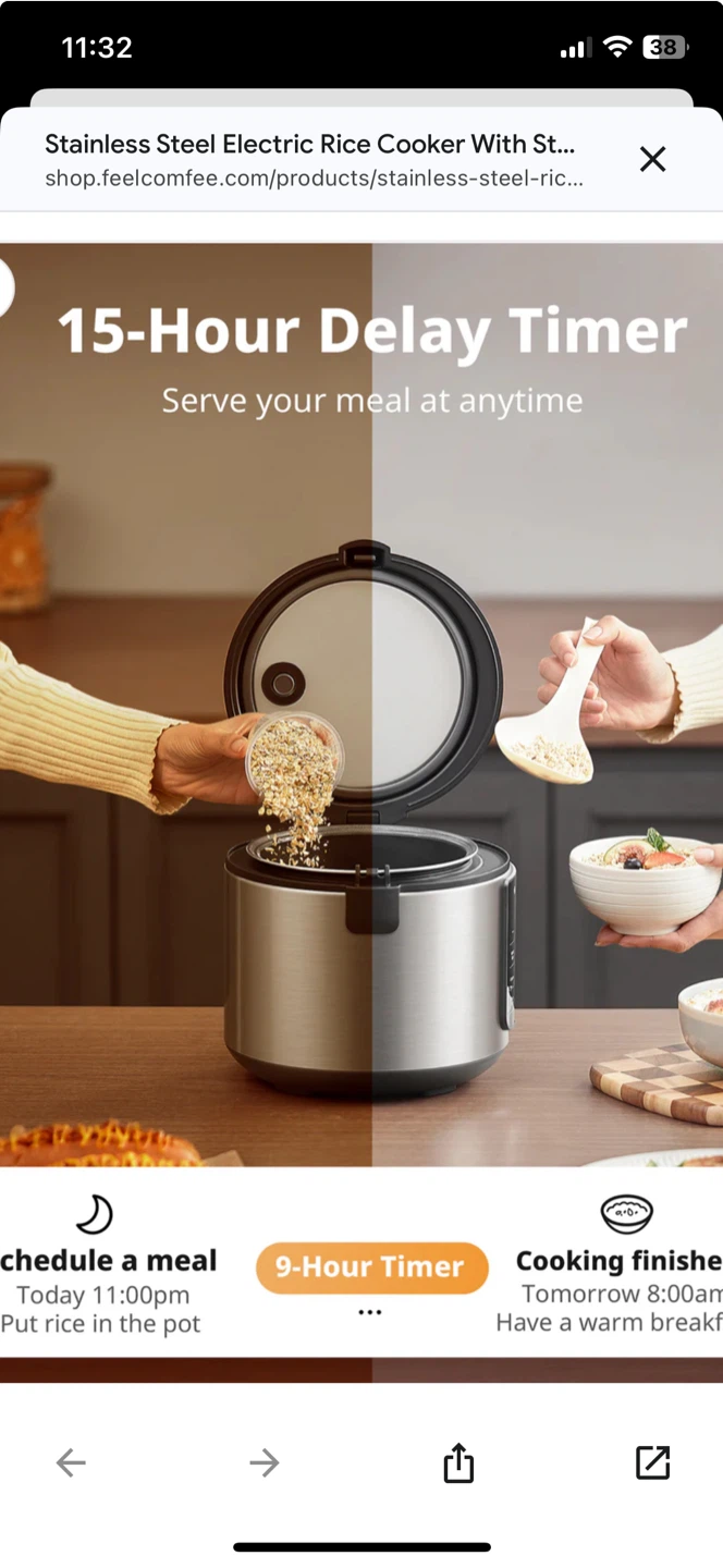 Comfee Stainless Steel Electric Rice Cooker - 4 Cups - photo 4