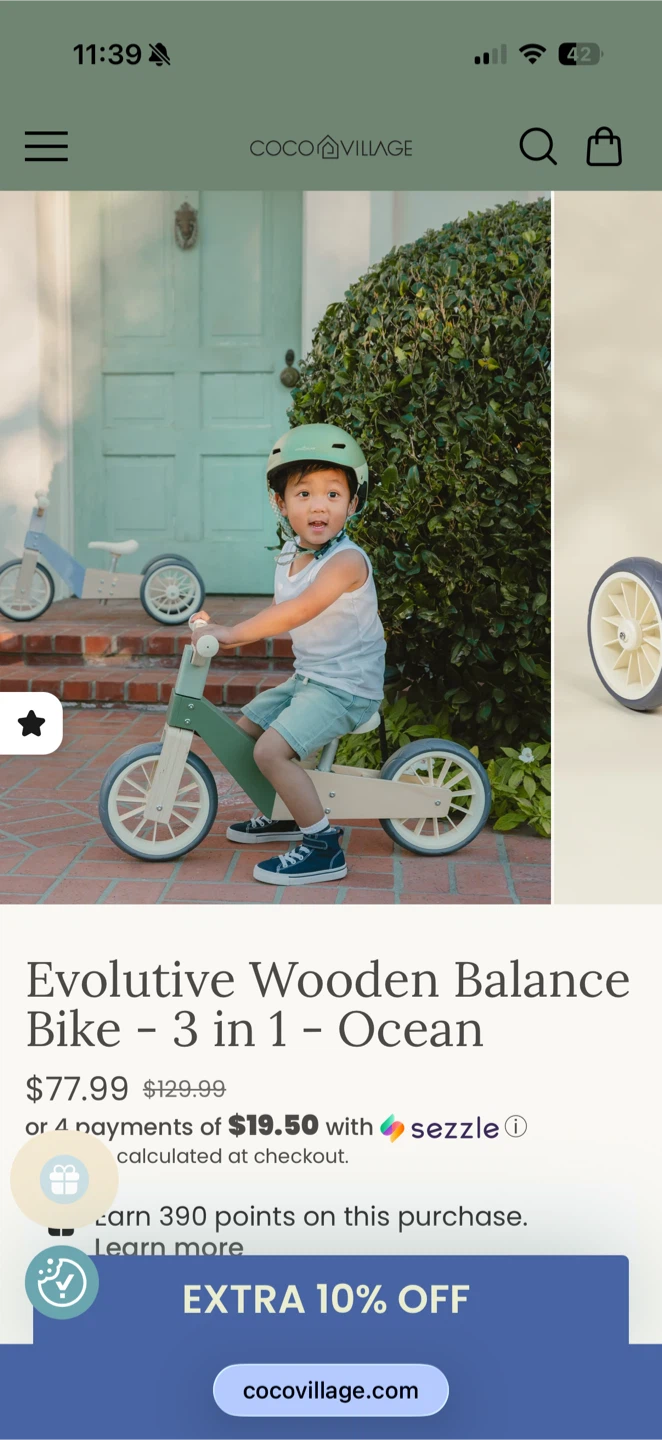 Wooden Balance Bike - 3 in 1 - Ocean - photo 3