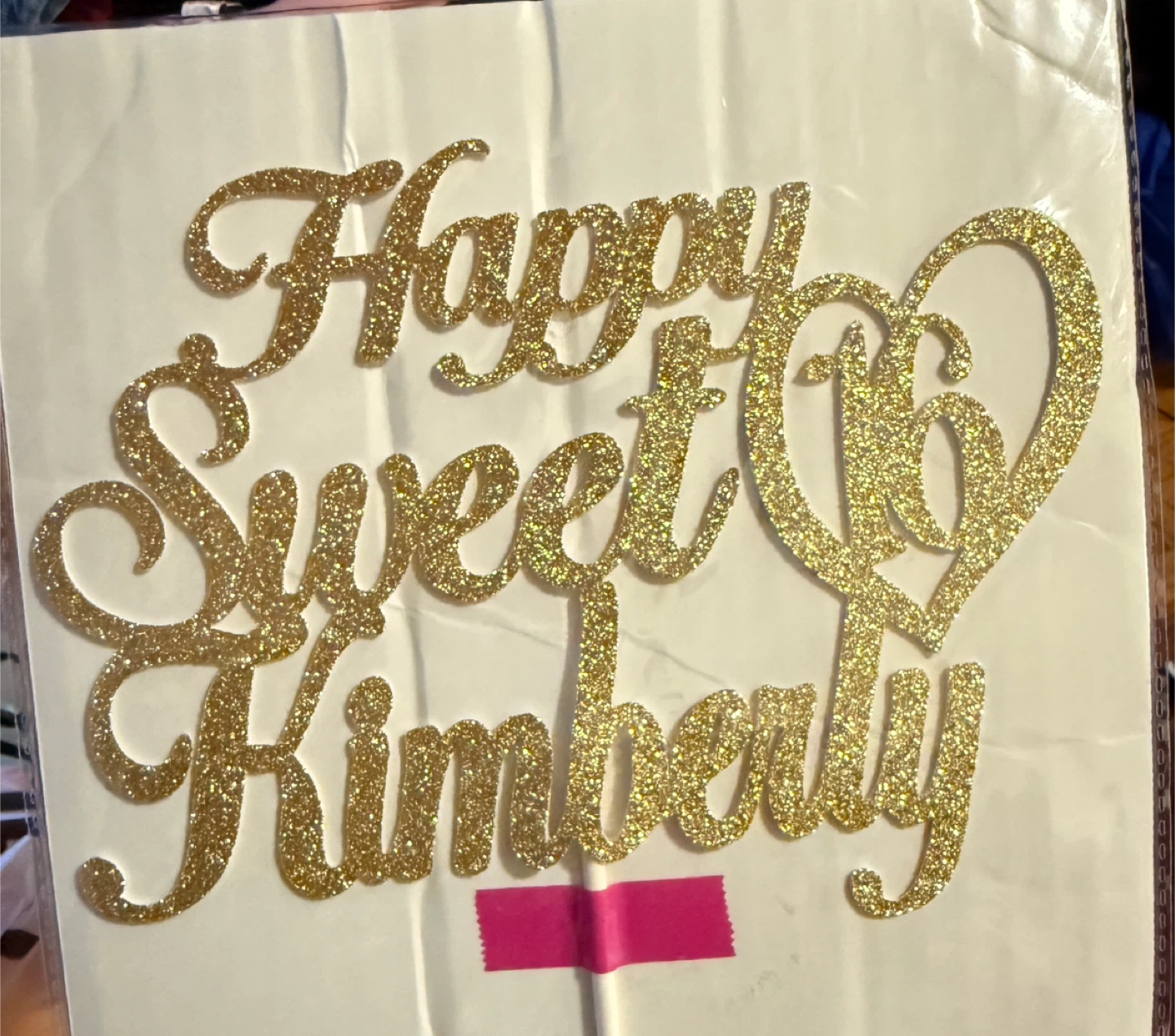 Gold Glitter Happy Sweet 16 Kimberly Cake Topper