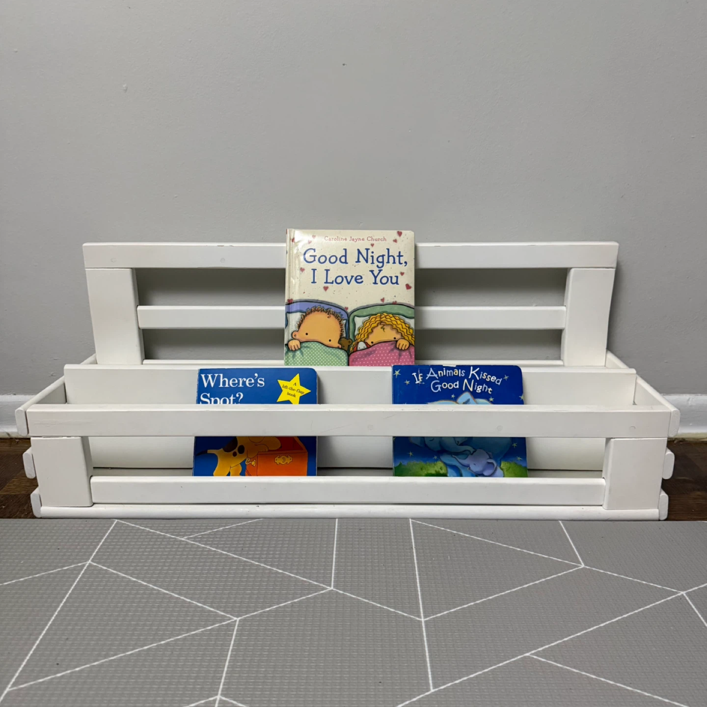 Homebuilt White Wooden Bookshelf for Kids