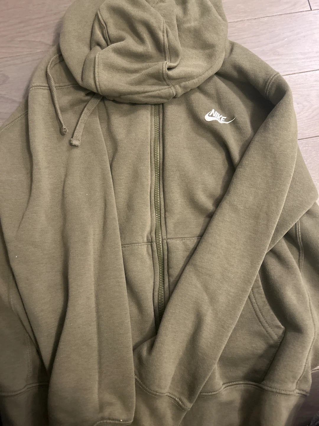 Nike Full Zip Hoodie - Olive Green - Size S