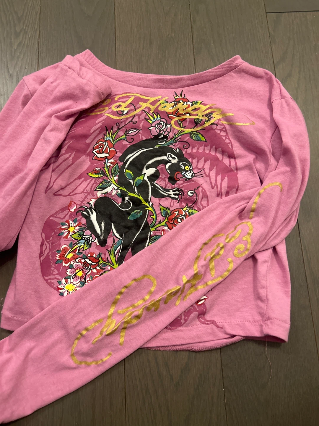 Ed Hardy Pink Panther Long Sleeve Shirt Size S