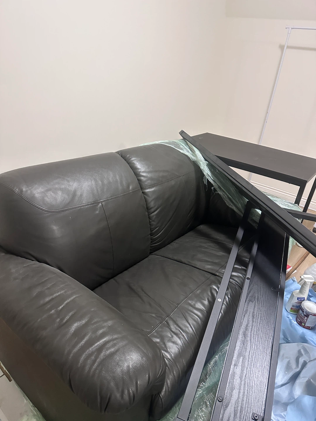 Dark Grey Leather Sofa