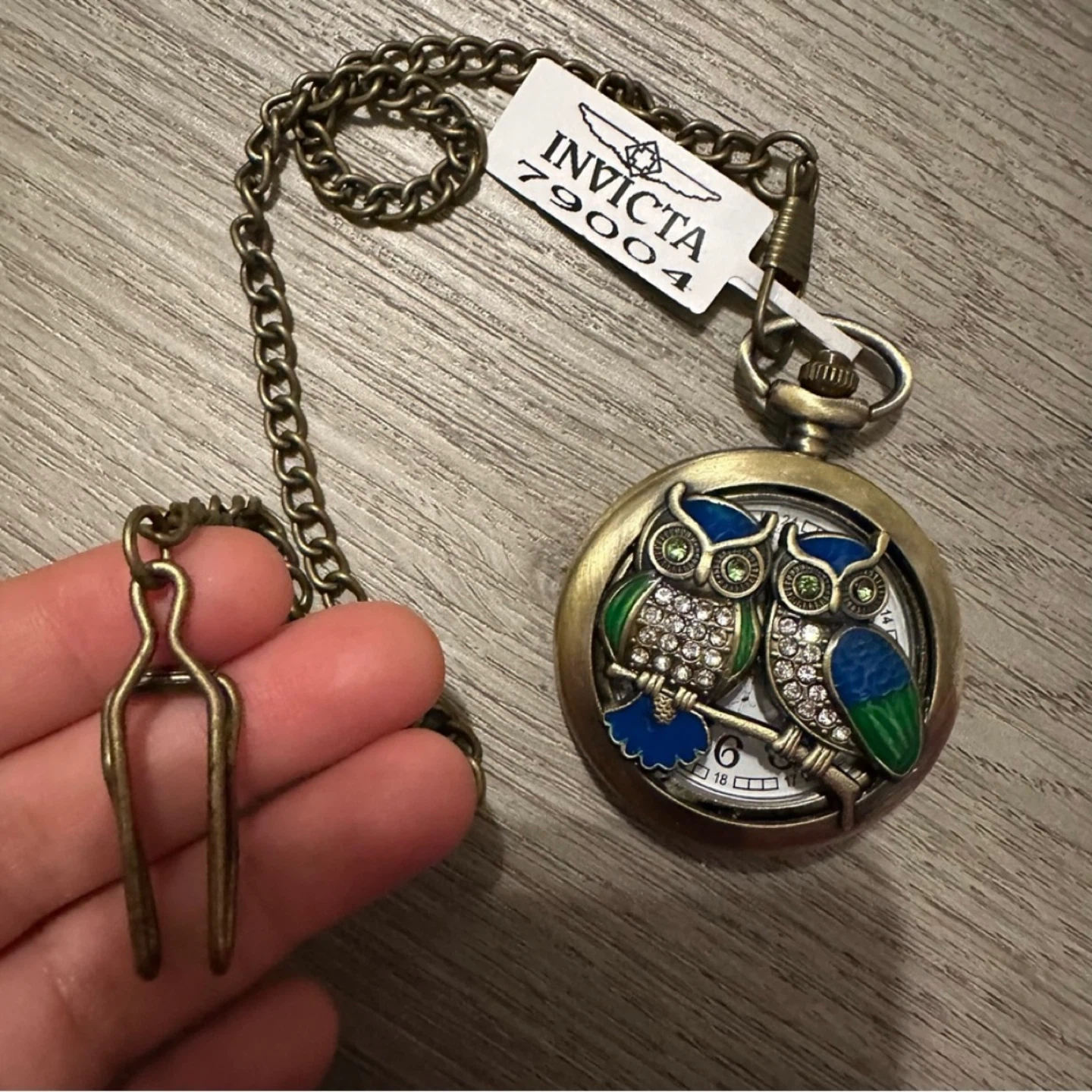Invicta Vintage Pocket Watch - Owls Rhinestone 47mm - photo 5