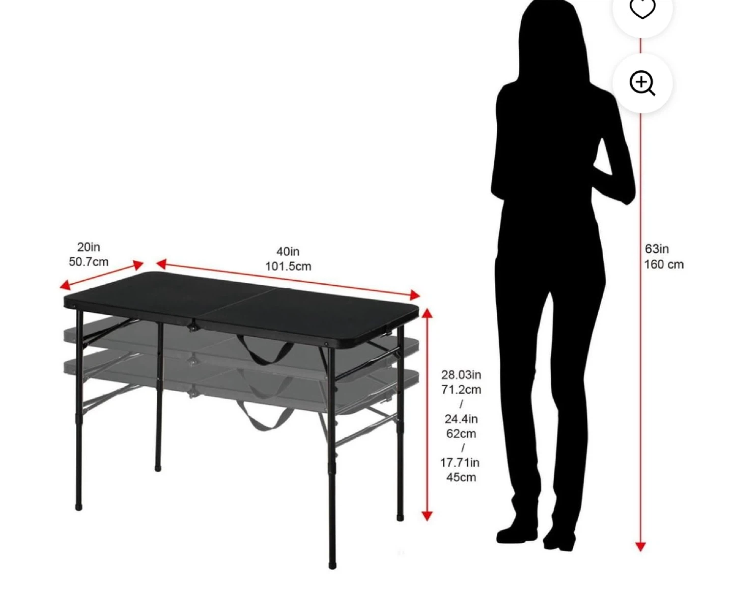 Black Folding Table - photo 2