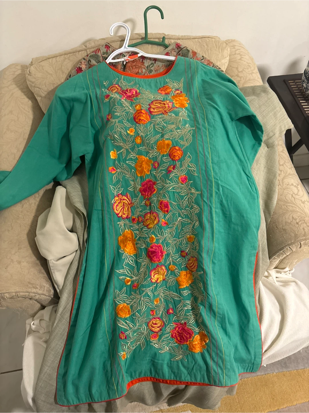 Embroidered Teal Kurti
