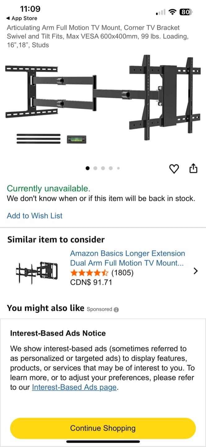Articulating Full Motion TV Mount - Swivel & Tilt