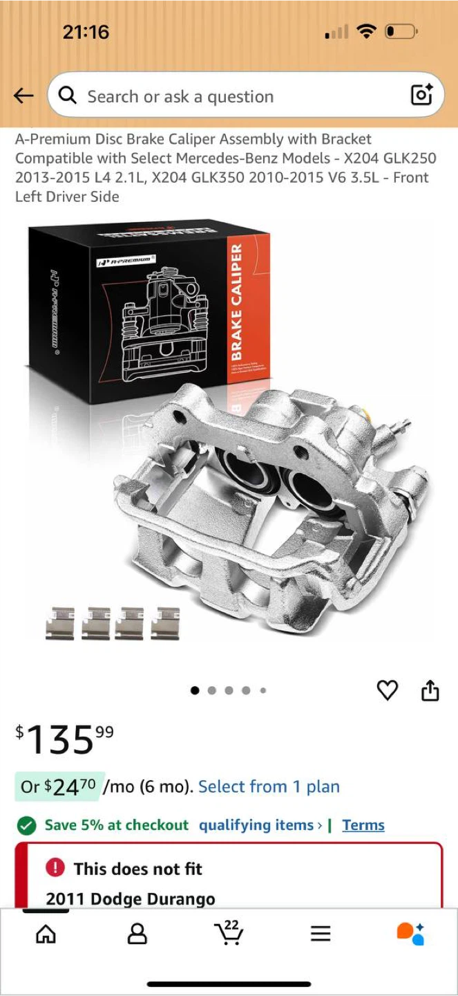 A-Premium FRONT LEFT Brake Caliper (Mercedes GLK)