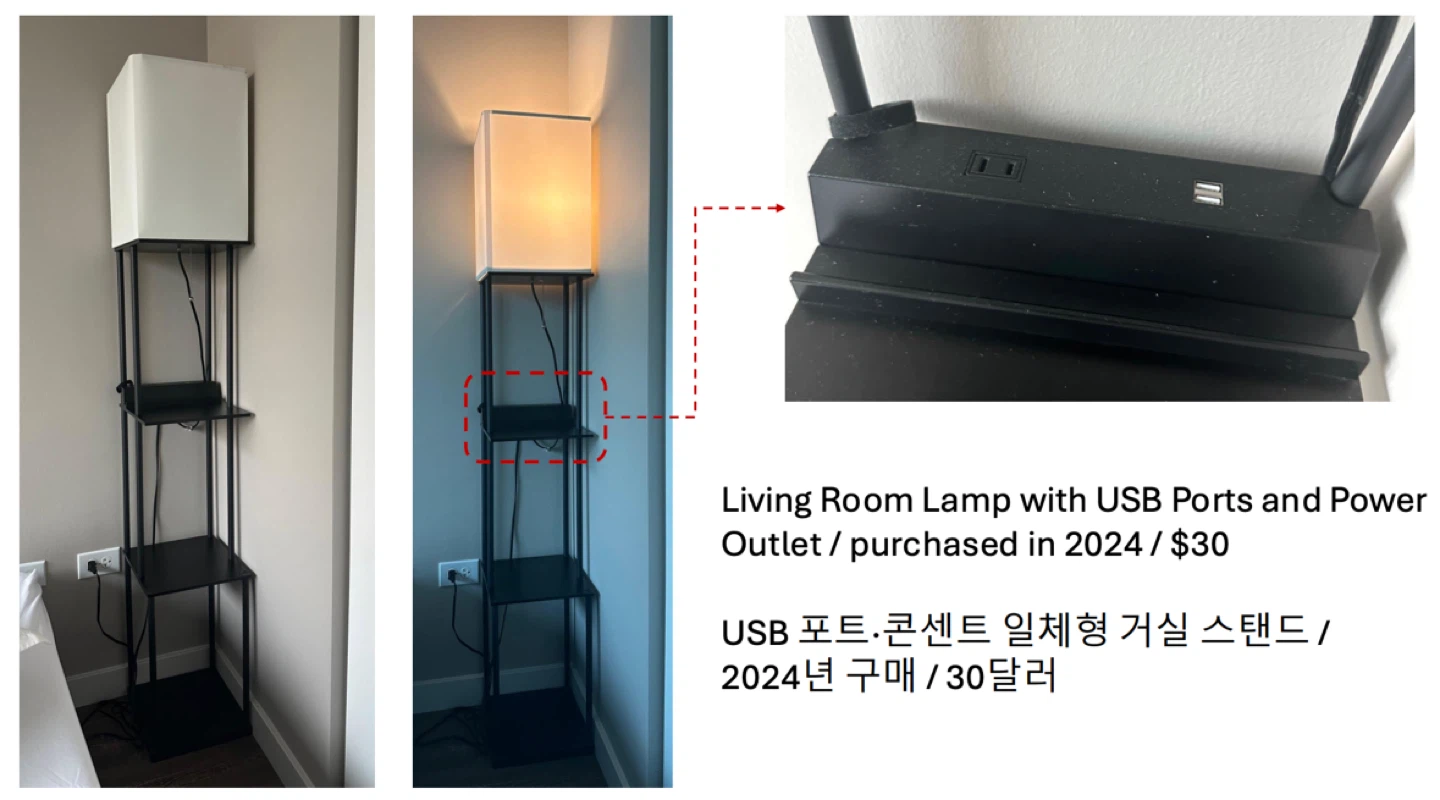 Floor Lamp with USB Ports and Power Outlet
