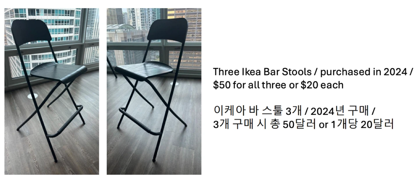 Three Black Ikea Bar Stools