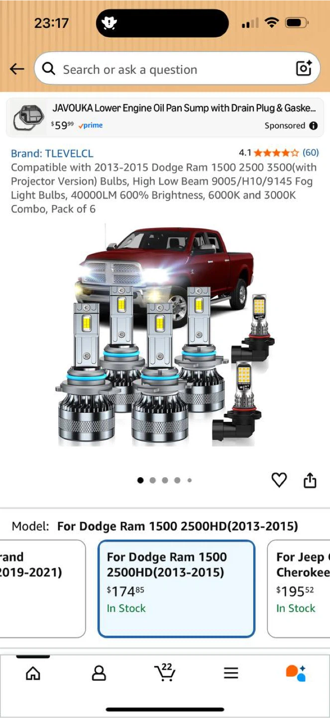 TLEVELCL LED Bulb Kit for Dodge Ram 1500/2500/3500
