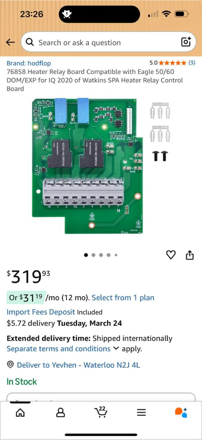 Hodflop 76858 Heater Relay Board for Watkins SPA (IQ 2020) 🛠⚡