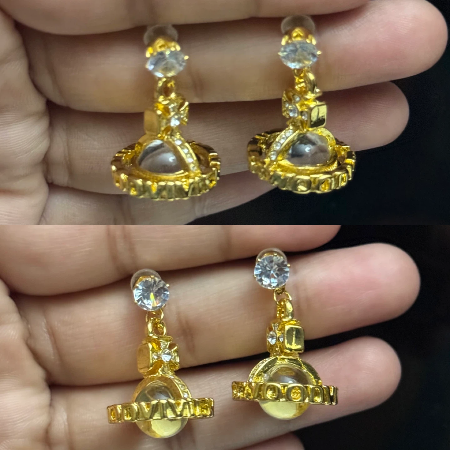 Gold-Tone Earrings with Crystal Accents