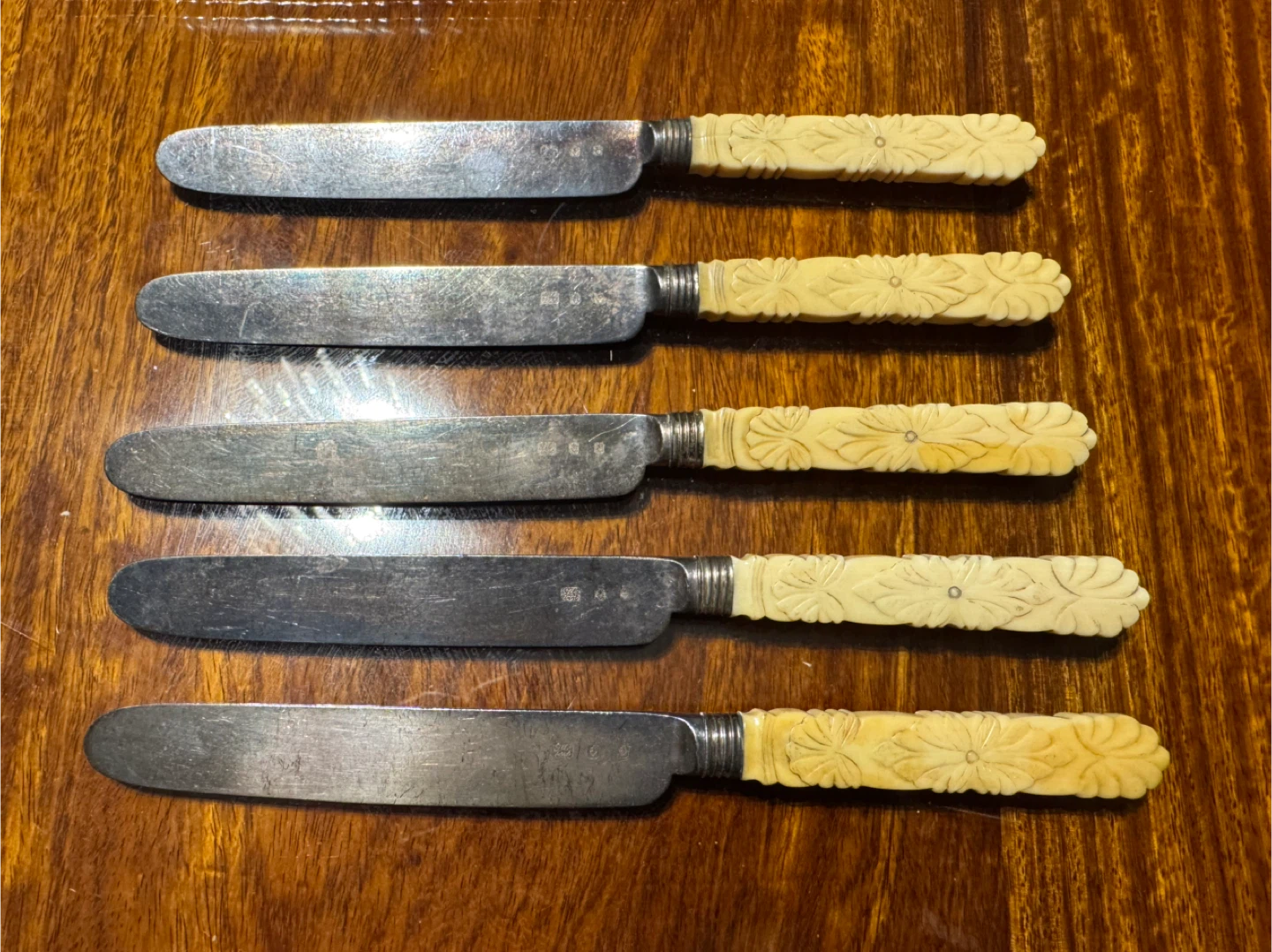 Set of Five Antique Gilbert Silver Plated Dinner Knives