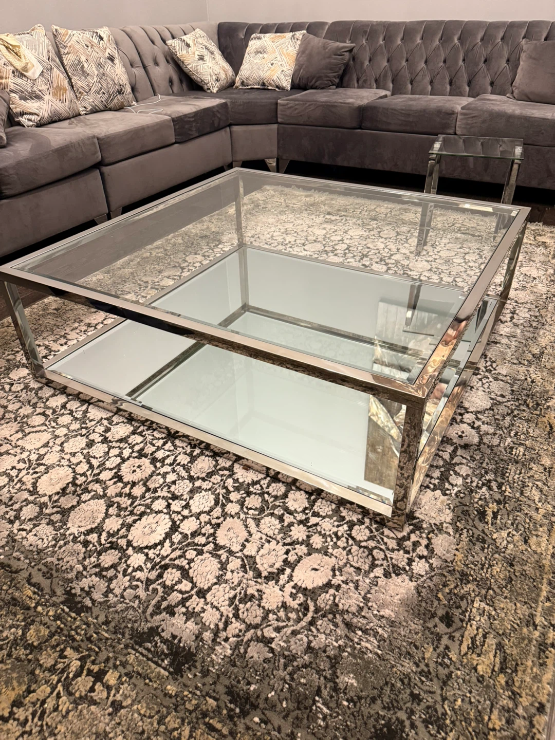 Mirrored Glass Chrome Coffee Table