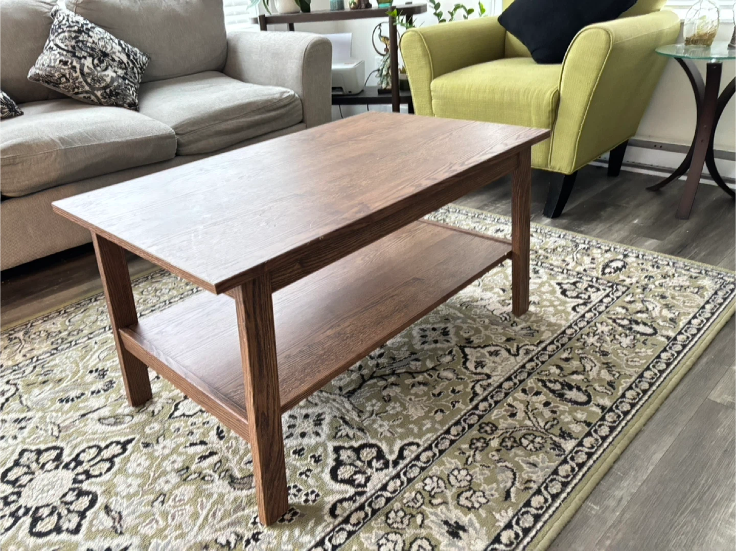 Oak Coffee Table with Shelf