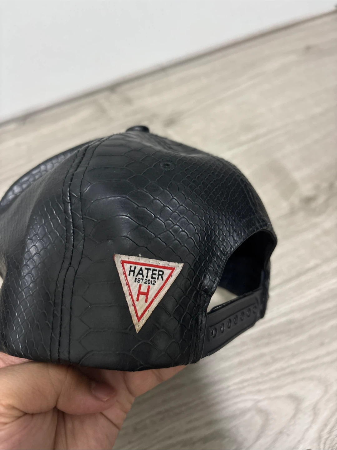 Black "Hater" Snapback Cap - Faux Leather - photo 3