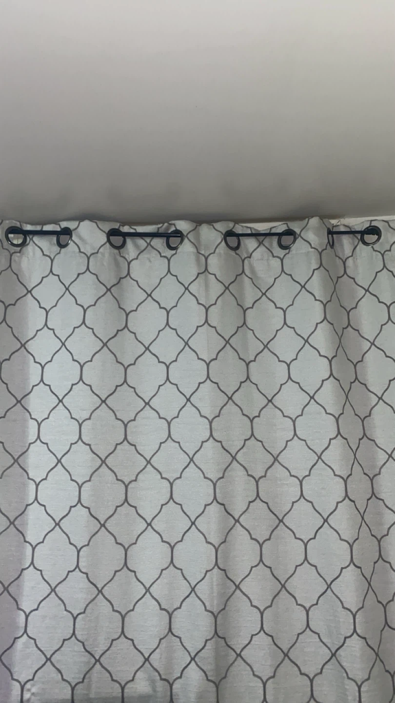 Blackout Gray Quatrefoil Pattern Grommet Curtain Panel - photo 5