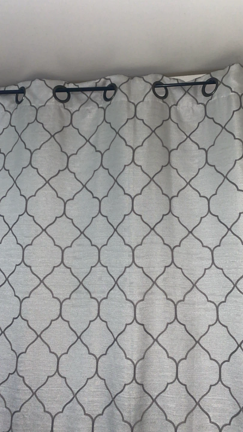 Blackout Gray Quatrefoil Pattern Grommet Curtain Panel